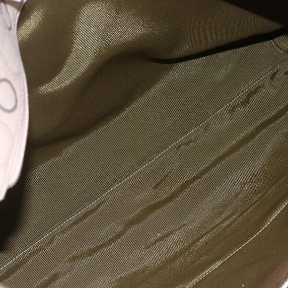 Salvatore Ferragamo Gancini Tote Bag Leather Canvas Beige Gold Auth BA5709