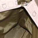 Salvatore Ferragamo Gancini Tote Bag Leather Canvas Beige Gold Auth BA5709-18