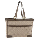 Salvatore Ferragamo Gancini Tote Bag Leather Canvas Beige Gold Auth BA5709-1