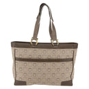 Salvatore Ferragamo Gancini Tote Bag Leather Canvas Beige Gold Auth BA5709-13