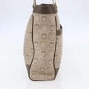 Salvatore Ferragamo Gancini Tote Bag Leather Canvas Beige Gold Auth BA5709-3