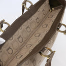 Salvatore Ferragamo Gancini Tote Bag Leather Canvas Beige Gold Auth BA5709-6