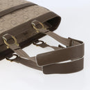 Salvatore Ferragamo Gancini Tote Bag Leather Canvas Beige Gold Auth BA5709-7