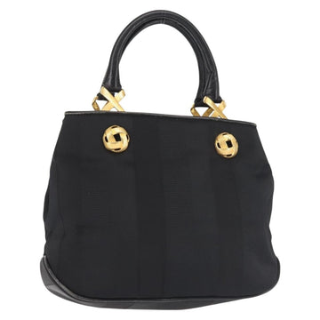 Salvatore Ferragamo Hand Bag Nylon Black Gold Auth BA5710