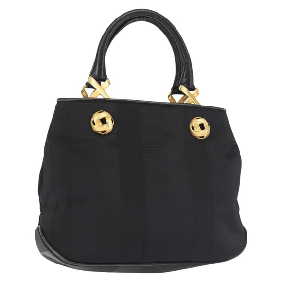 Salvatore Ferragamo Hand Bag Nylon Black Gold Auth BA5710