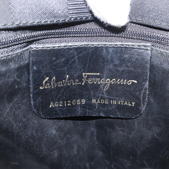 Salvatore Ferragamo Hand Bag Nylon Black Gold Auth BA5710