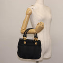 Salvatore Ferragamo Hand Bag Nylon Black Gold Auth BA5710-20