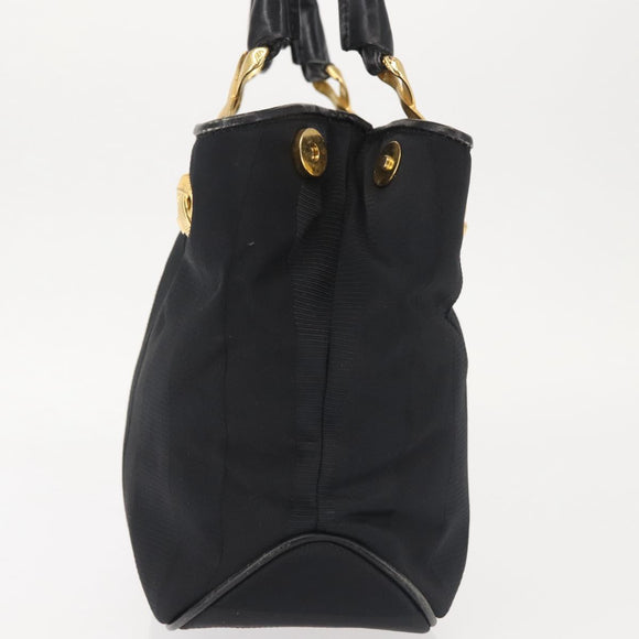 Salvatore Ferragamo Hand Bag Nylon Black Gold Auth BA5710