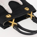 Salvatore Ferragamo Hand Bag Nylon Black Gold Auth BA5710-6