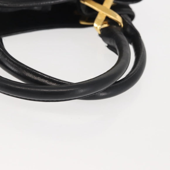 Salvatore Ferragamo Hand Bag Nylon Black Gold Auth BA5710