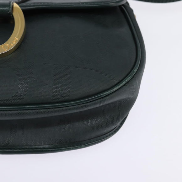 Christian Dior Trotter Canvas Shoulder Bag Green Gold Auth BA5713