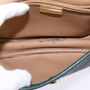 Christian Dior Trotter Canvas Shoulder Bag Green Gold Auth BA5713-17