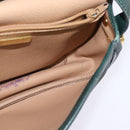 Christian Dior Trotter Canvas Shoulder Bag Green Gold Auth BA5713-18