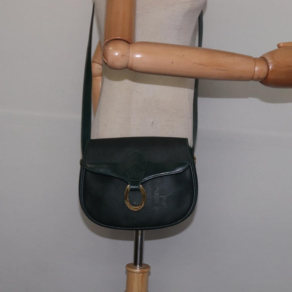 Christian Dior Trotter Canvas Shoulder Bag Green Gold Auth BA5713
