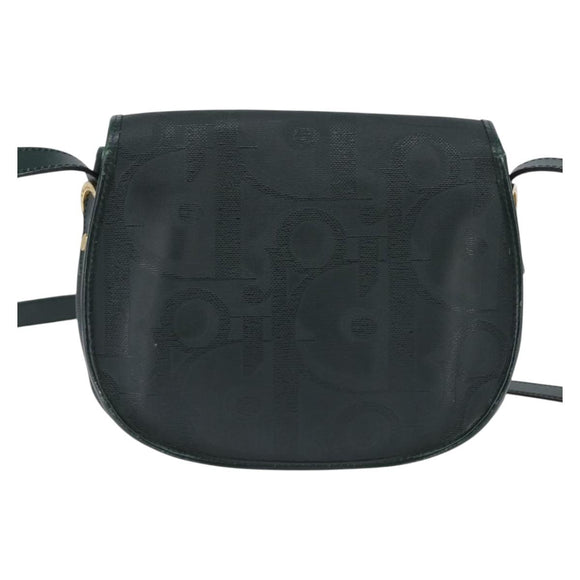 Christian Dior Trotter Canvas Shoulder Bag Green Gold Auth BA5713