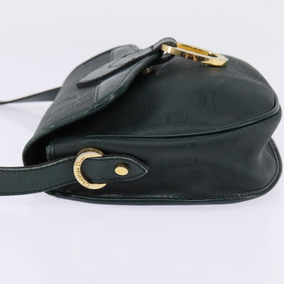 Christian Dior Trotter Canvas Shoulder Bag Green Gold Auth BA5713