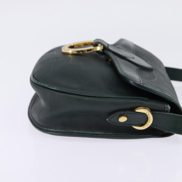 Christian Dior Trotter Canvas Shoulder Bag Green Gold Auth BA5713