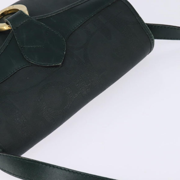 Christian Dior Trotter Canvas Shoulder Bag Green Gold Auth BA5713