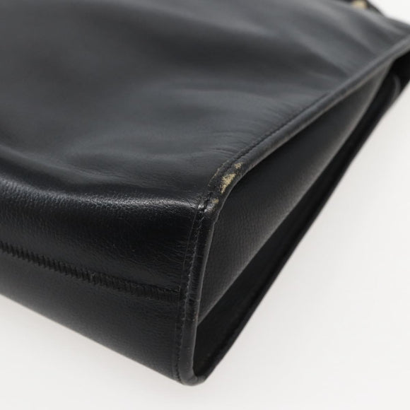 Christian Dior Shoulder Bag Leather Black Gold Auth BA5714