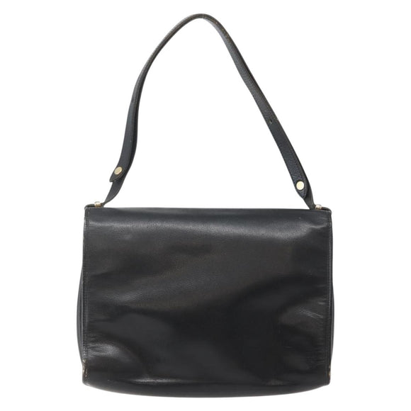 Christian Dior Shoulder Bag Leather Black Gold Auth BA5714