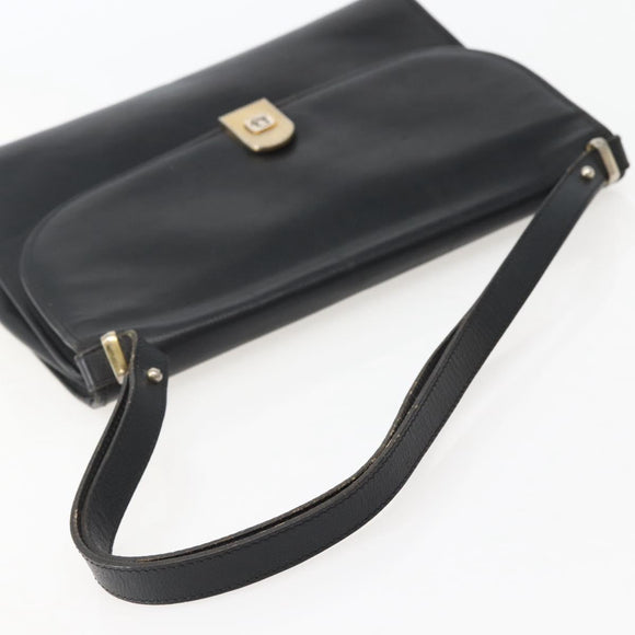 Christian Dior Shoulder Bag Leather Black Gold Auth BA5714