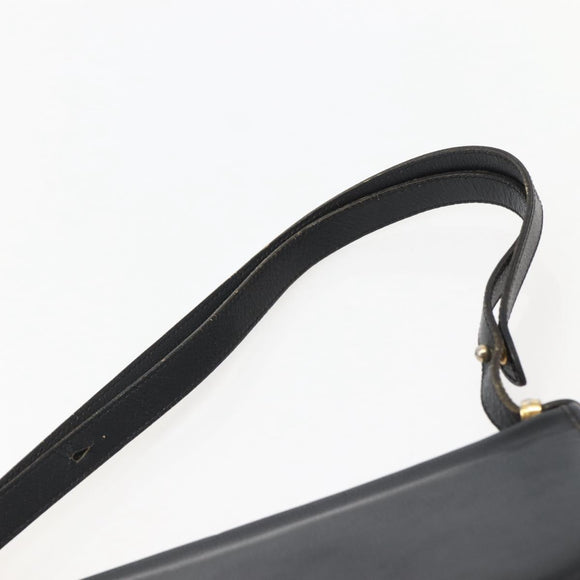 Christian Dior Shoulder Bag Leather Black Gold Auth BA5714