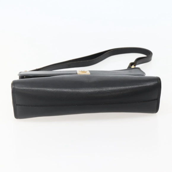 Christian Dior Shoulder Bag Leather Black Gold Auth BA5714