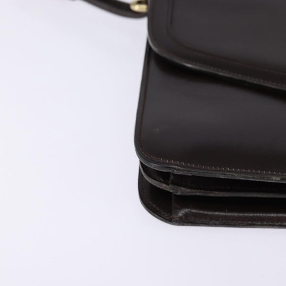 Christian Dior Shoulder Bag Leather Brown Gold Auth BA5715