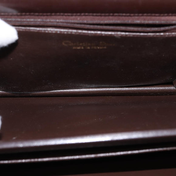 Christian Dior Shoulder Bag Leather Brown Gold Auth BA5715