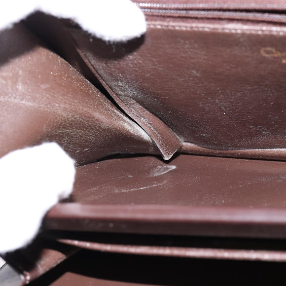 Christian Dior Shoulder Bag Leather Brown Gold Auth BA5715