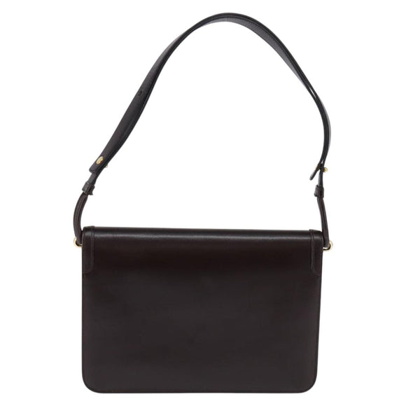 Christian Dior Shoulder Bag Leather Brown Gold Auth BA5715