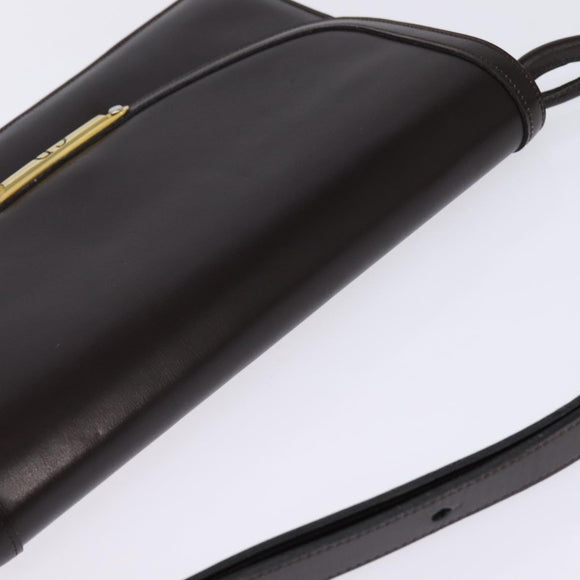 Christian Dior Shoulder Bag Leather Brown Gold Auth BA5715