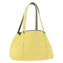 BOTTEGA VENETA INTRECCIATO Reversible Tote Bag Leather Nylon Yellow Auth BA5716-1