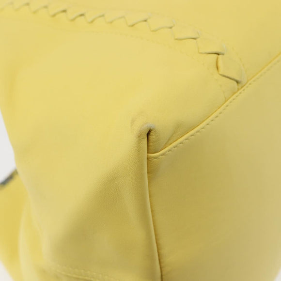 BOTTEGA VENETA INTRECCIATO Reversible Tote Bag Leather Nylon Yellow Auth BA5716