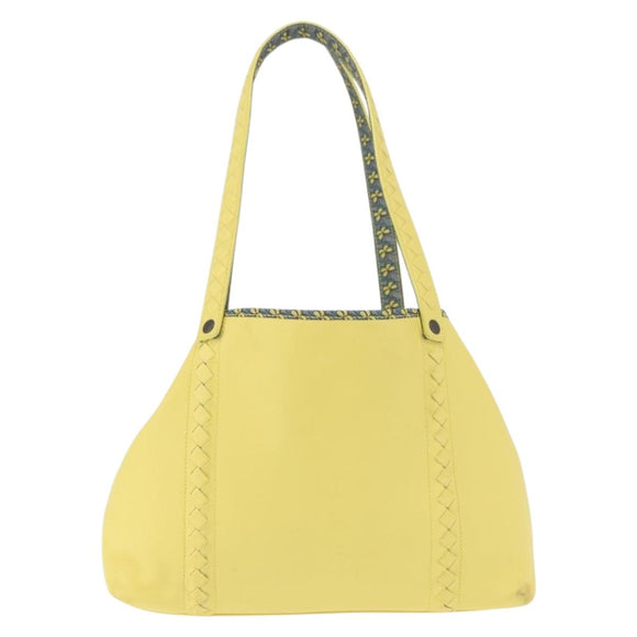 BOTTEGA VENETA INTRECCIATO Reversible Tote Bag Leather Nylon Yellow Auth BA5716
