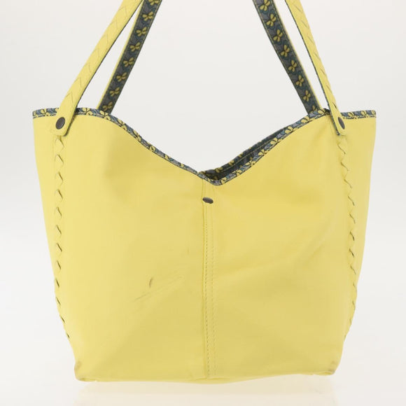 BOTTEGA VENETA INTRECCIATO Reversible Tote Bag Leather Nylon Yellow Auth BA5716