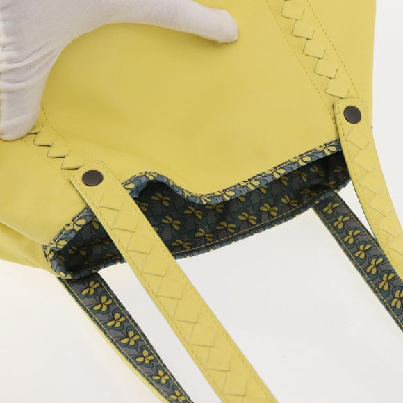 BOTTEGA VENETA INTRECCIATO Reversible Tote Bag Leather Nylon Yellow Auth BA5716