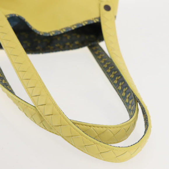 BOTTEGA VENETA INTRECCIATO Reversible Tote Bag Leather Nylon Yellow Auth BA5716