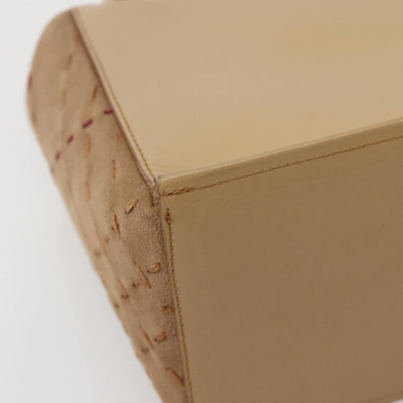 BURBERRY Hand Bag Leather Beige Silver Auth BA5720