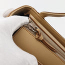 BURBERRY Hand Bag Leather Beige Silver Auth BA5720-10