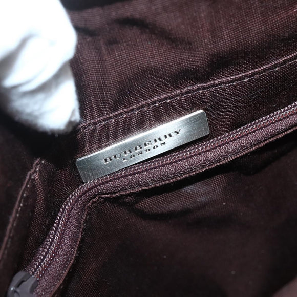 BURBERRY Hand Bag Leather Beige Silver Auth BA5720