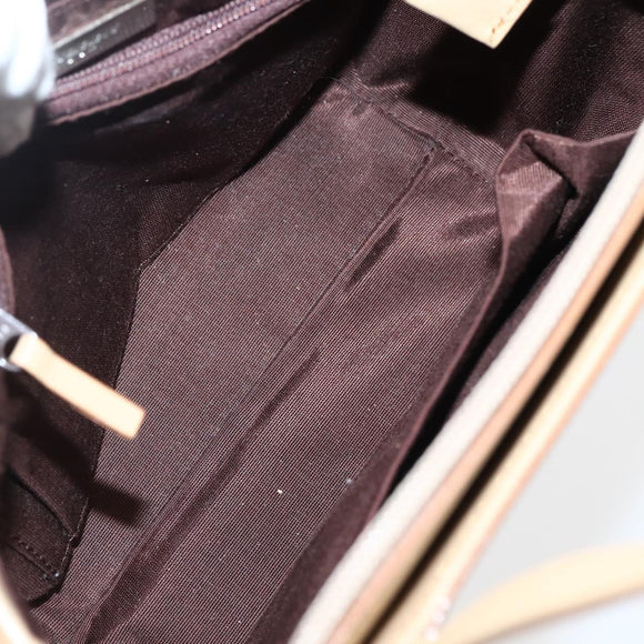 BURBERRY Hand Bag Leather Beige Silver Auth BA5720