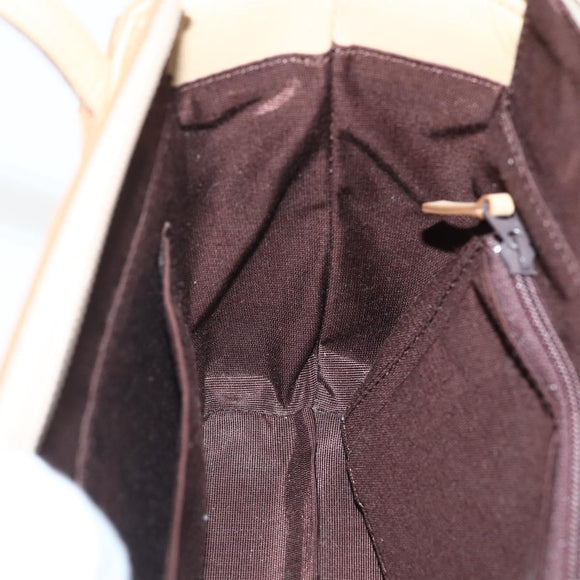 BURBERRY Hand Bag Leather Beige Silver Auth BA5720