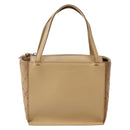 BURBERRY Hand Bag Leather Beige Silver Auth BA5720-13