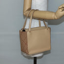 BURBERRY Hand Bag Leather Beige Silver Auth BA5720-21