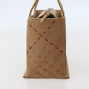 BURBERRY Hand Bag Leather Beige Silver Auth BA5720-3