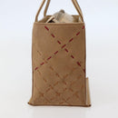 BURBERRY Hand Bag Leather Beige Silver Auth BA5720-4