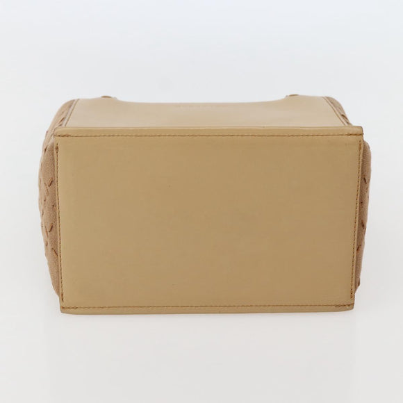 BURBERRY Hand Bag Leather Beige Silver Auth BA5720