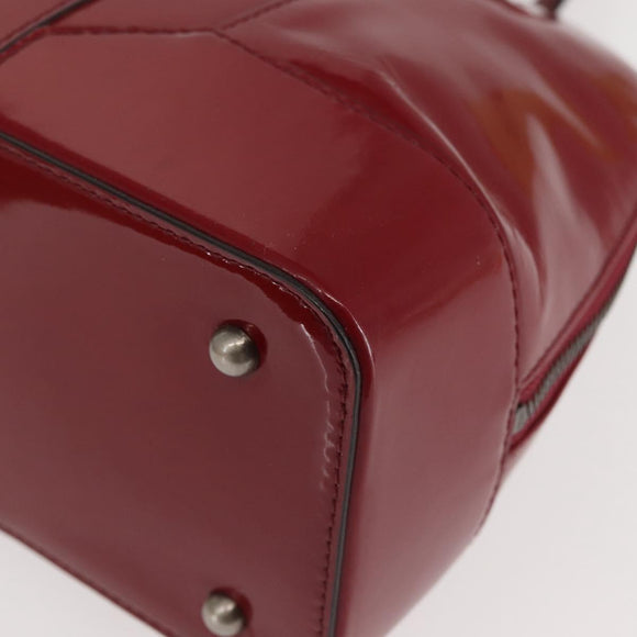BURBERRY Hand Bag Enamel Red Auth BA5721