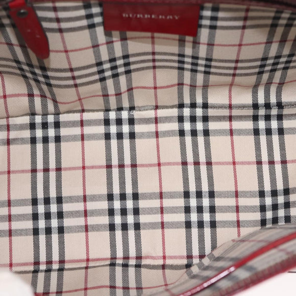 BURBERRY Hand Bag Enamel Red Auth BA5721